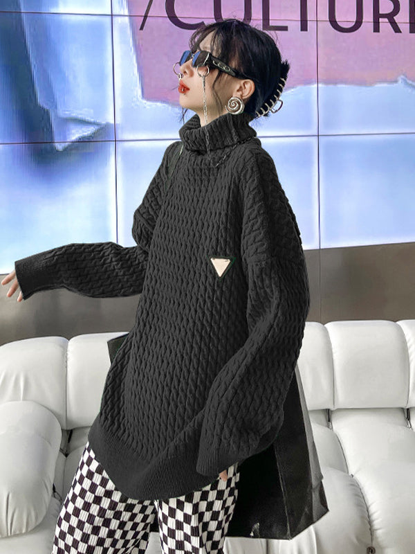 Loose Solid Color Thicken High-Neck Sweater