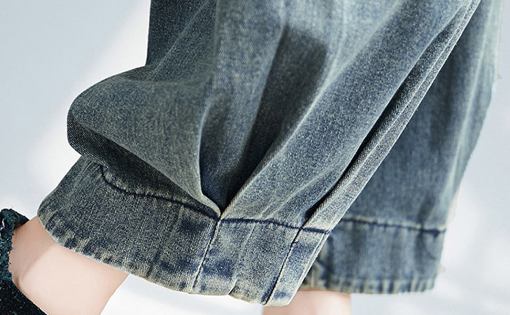 Women Retro Solid Color Loose Casual Pants