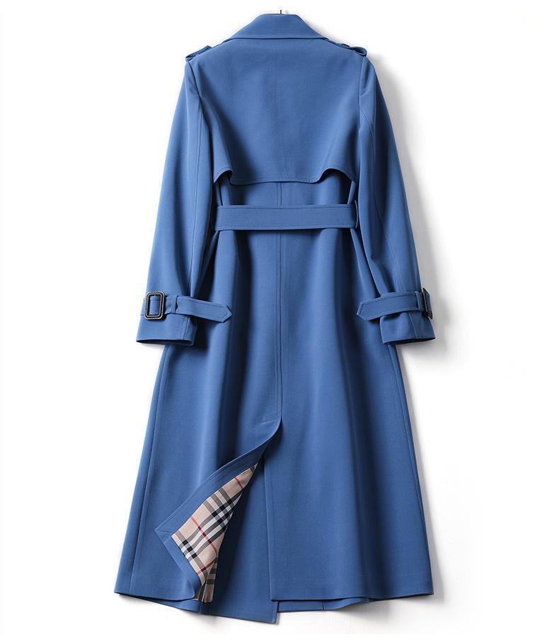 Solid Color Lapel Collar Mid-Length Coat