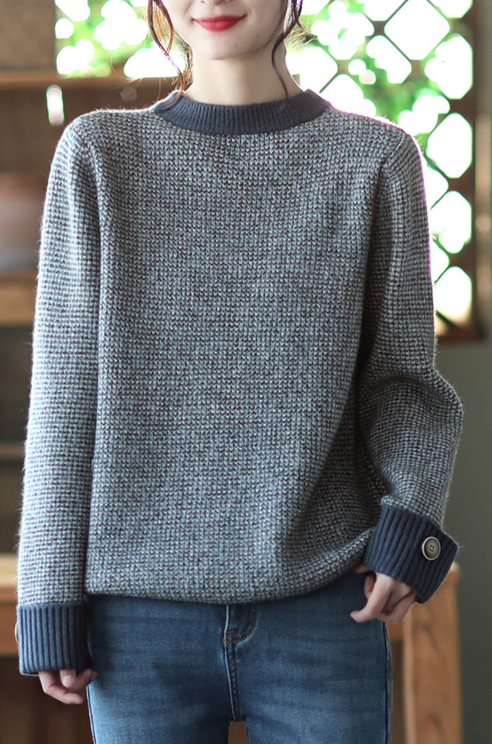 Solid Color Loose Pullover Sweater