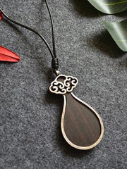 Drop Pendant Black Wood Necklace