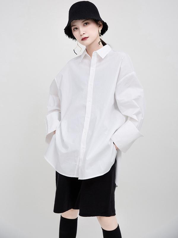 Large Sleeves Loose White Shirt