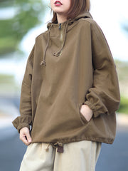 Women Loose Long Sleeve Drawstring Hoodie