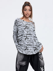 Original Casual Letter Stamped Knitting Pullover