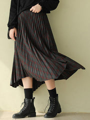 Vintage Cropped Plaid Pleated Skirt