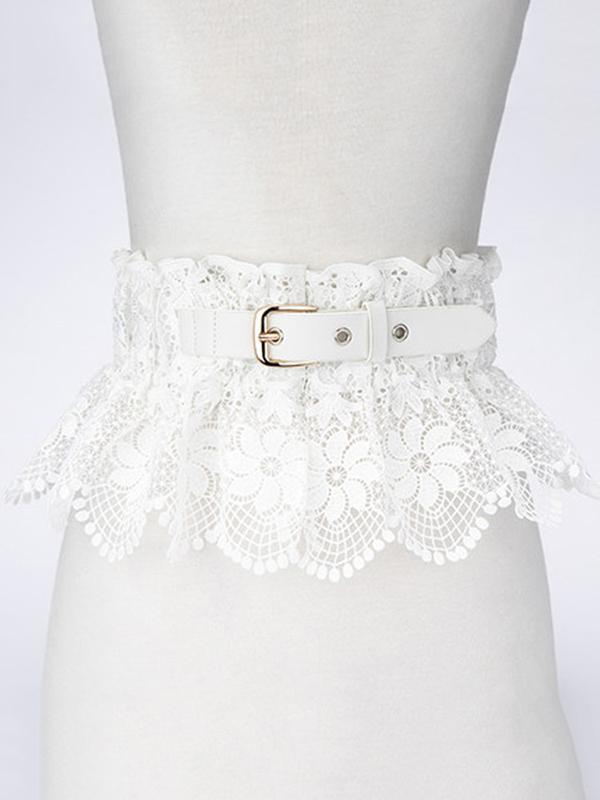 Hook Flower Hollow Lace Solid Color Waistband