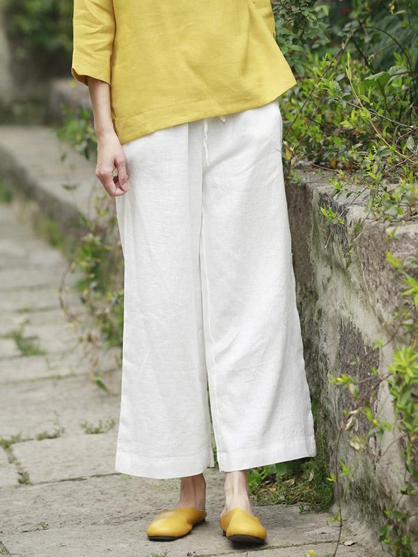 Casual Wide-leg Linen Pants