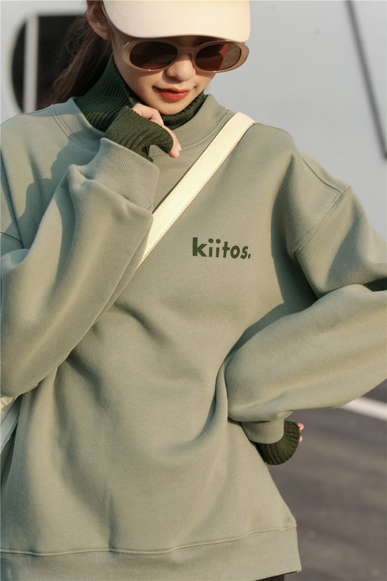 Women Casual High Neck Pullover Sweatshirt
