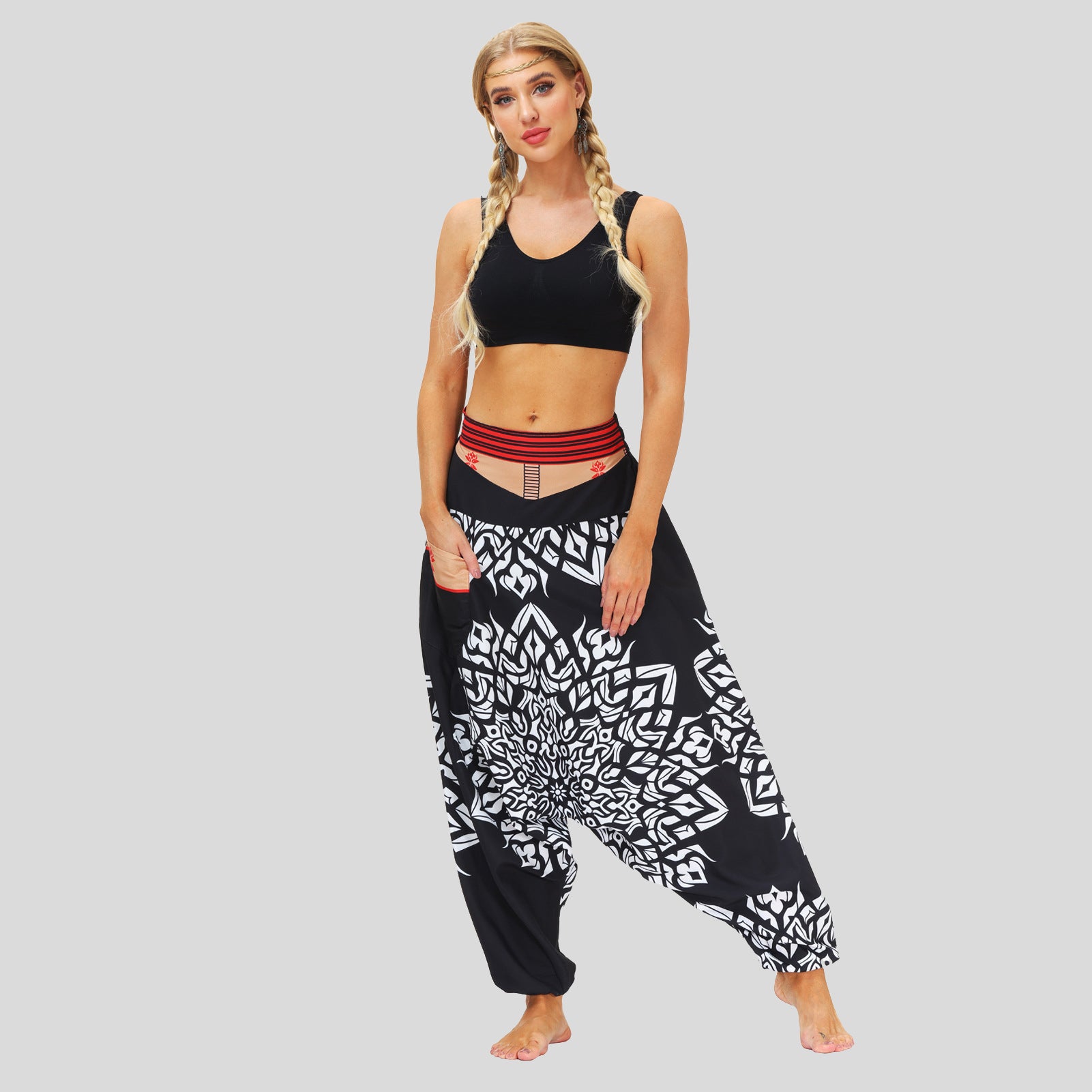 Digital Print Lantern Loose Casual Pants