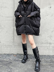 Batwing Sleeves Loose Pockets Split-Joint Hooded Padded Coat