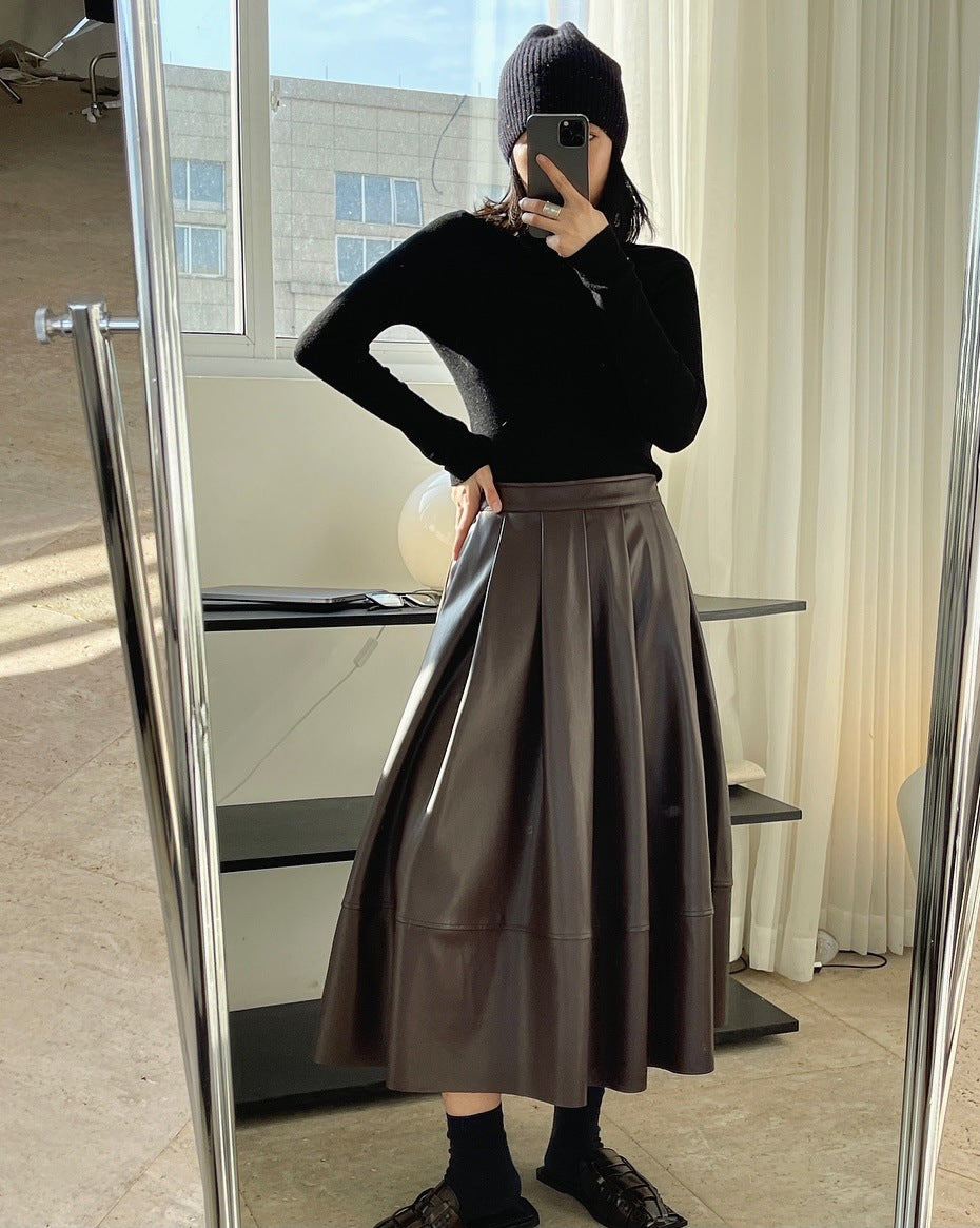 Casual Vintage PU Leather Skirt