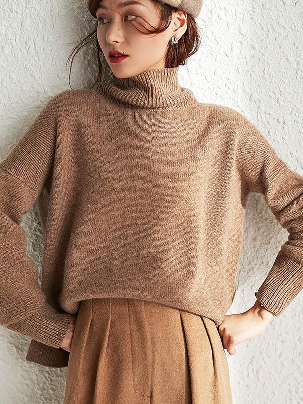 Solid Color Loose Turtleneck Sweater