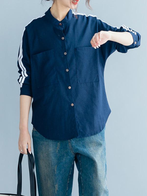 Loose Strip Cropped Shirt
