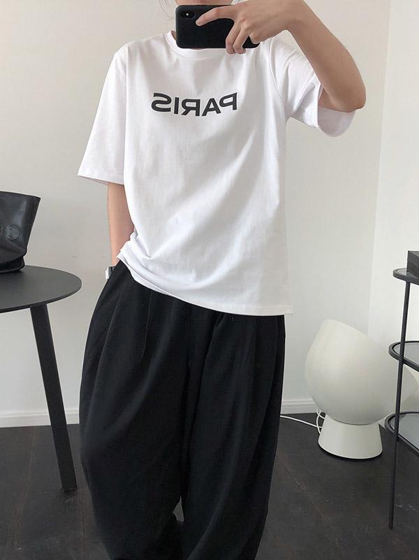 Loose Letter Print Casual Round Neck T-Shirt