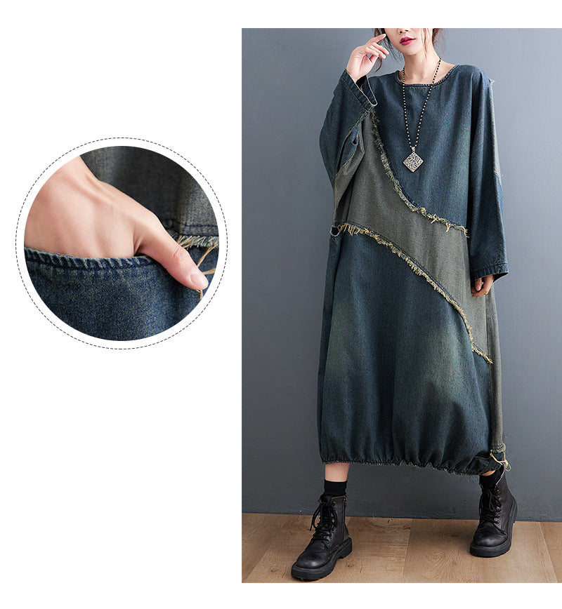Collision Color Splicing Loose Midi Dress