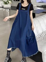 Roomy Sleeveless Asymmetric Split-Joint Midi Dresses