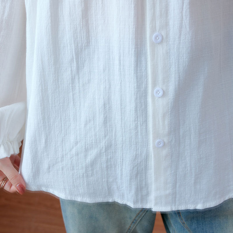 Women Round Neck Loose Casual Shirt