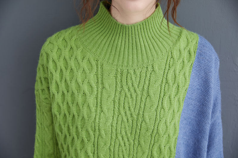 Turtleneck Simple Contrast Color Knit Sweater