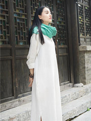 Soft 3 Colors Ramie Cotton Long Dress