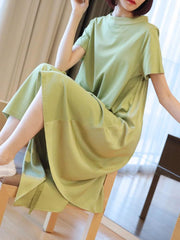Casual Solid Cropped Comfortable Long Dress