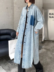 Loose Denim H-Line Long Sleeve Dress