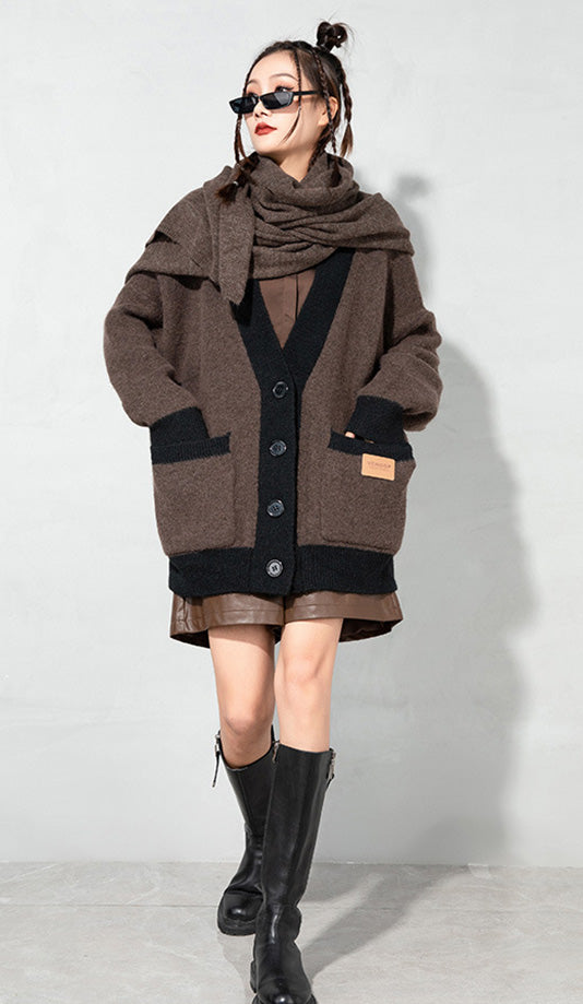 Urban Loose Solid Color Knitted Outwear