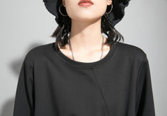 Round-Neck Cropped Solid Blouse