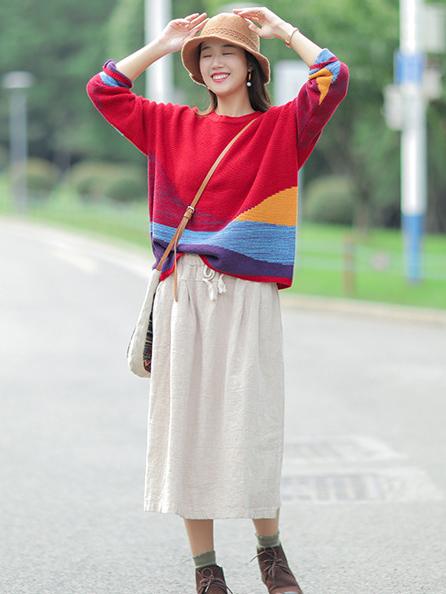 Colorful Split-joint Sweater