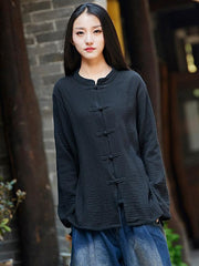 Comfortable Button Cotton Stand Collar Cover up