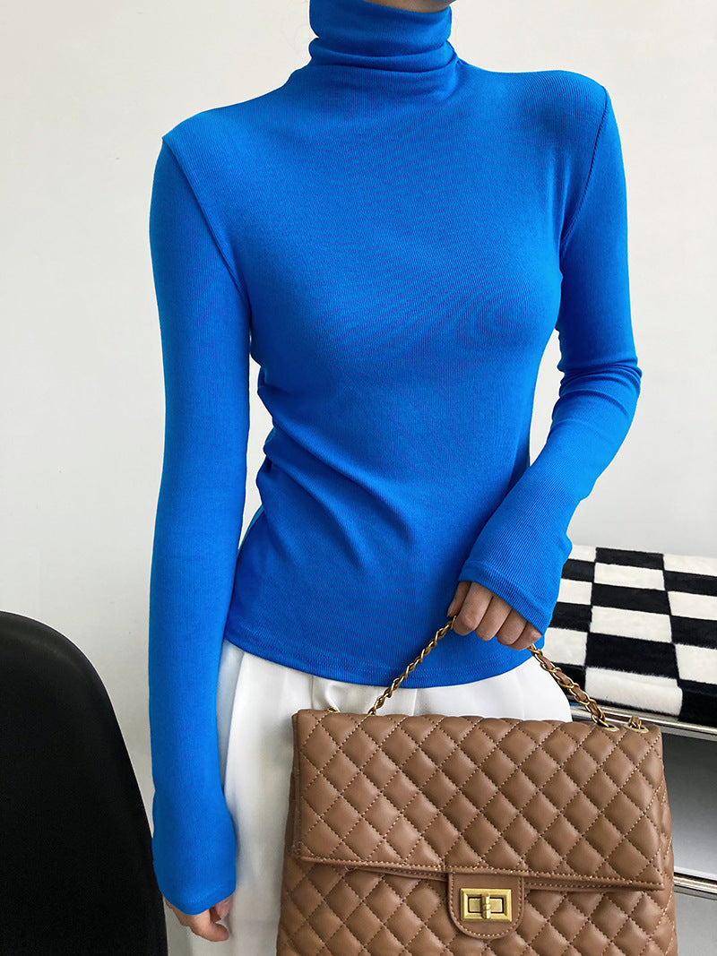 Casual High Collar Solid Color Top