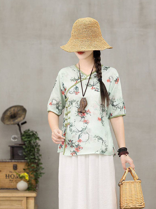 Retro Slouchy Plate Button Irregular T-Shirt