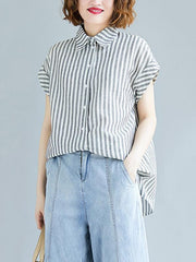 Loose Striped Short Sleeve Shirt