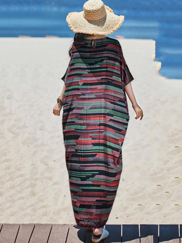 Casual Plus Size Loose Printed Maxi Dress