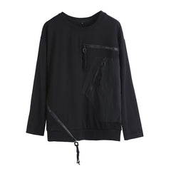 Women Zipper Decoration Stitching Sweatshirt