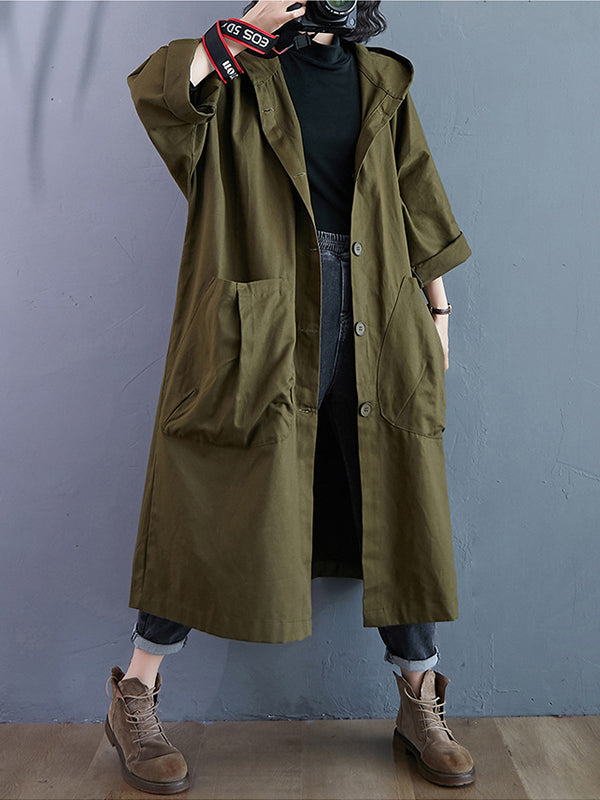 Women Casual Loose Hooded Coat