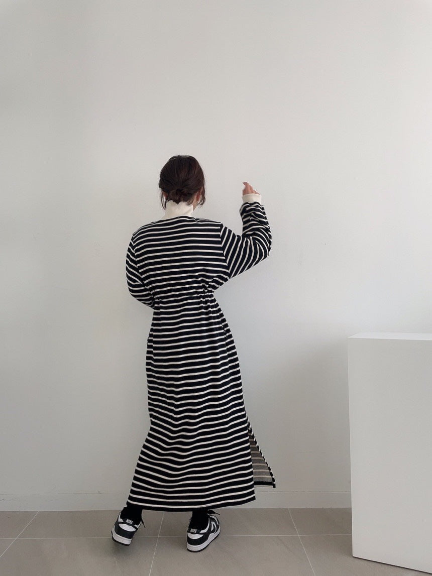 Stylish Striped Casual Hoodie Dress