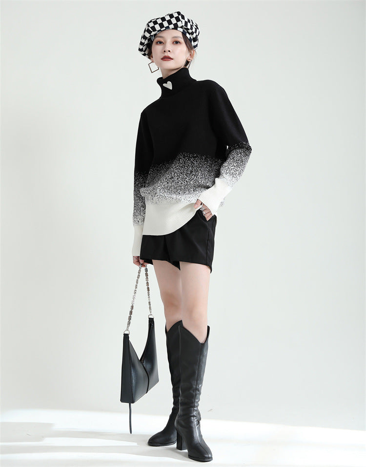 Original Design Gradient High-Neck Sweater