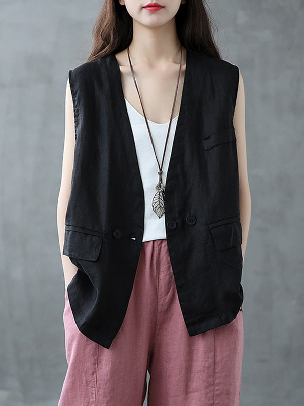 Original Solid Irregularity With Pocket Vest