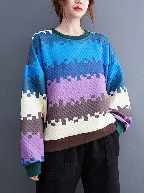 Loose Color-Block Splicing Sweatshit