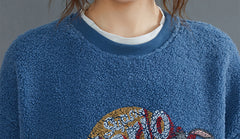 Women Printed Stitching Casual Sweatshirt