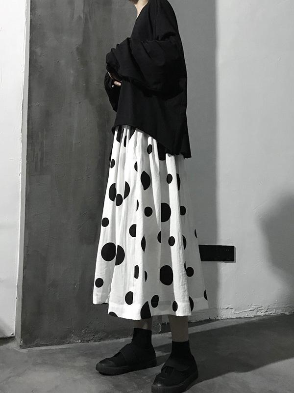 Vintage Original Polka-Dot A-line Skirt