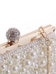 White&Apricot Beads Cheongsam bag Handbag