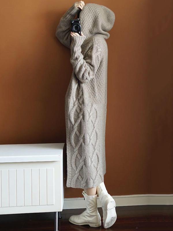 Casual Twist Wool Knitting Sweater Coat