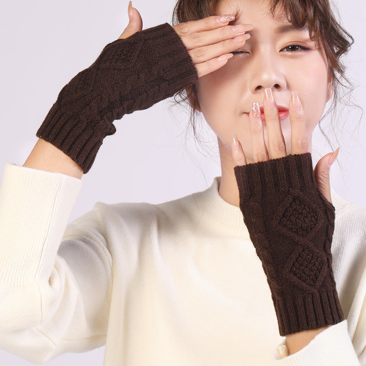 Retro Plaid Half Fingerless Gloves