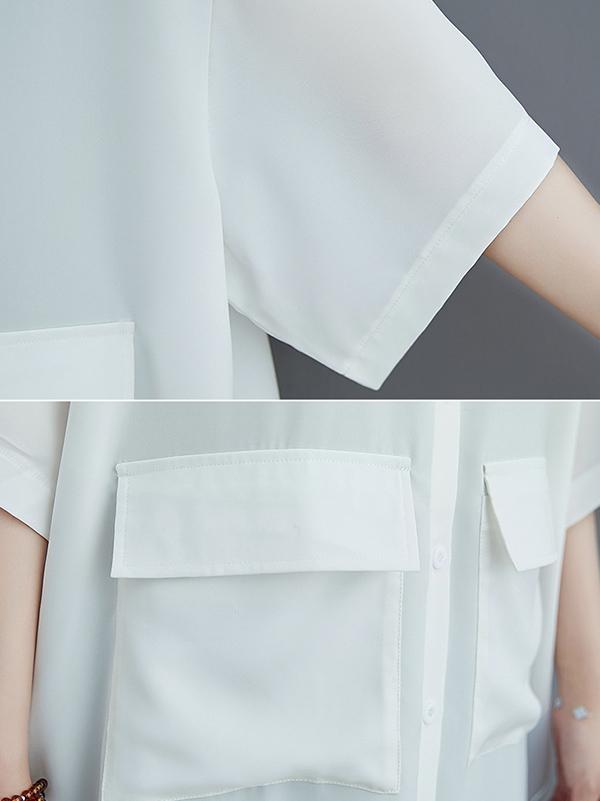 Loose Split-Joint Hollow Solid Long Blouse