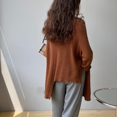 Irregular Split Solid Color Sweater