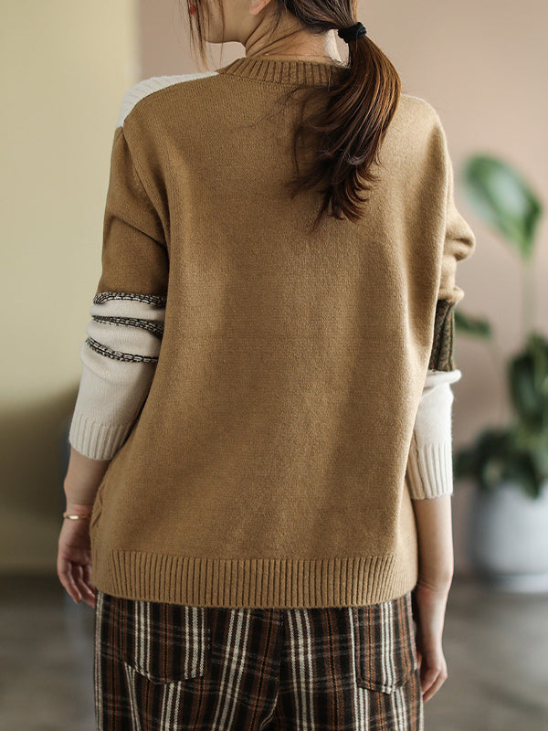 Vintage Loose Patchwork Casual Sweater