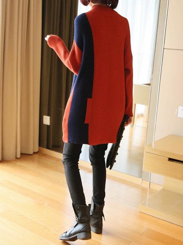 Casual Split-Joint Knitting Long Sweater