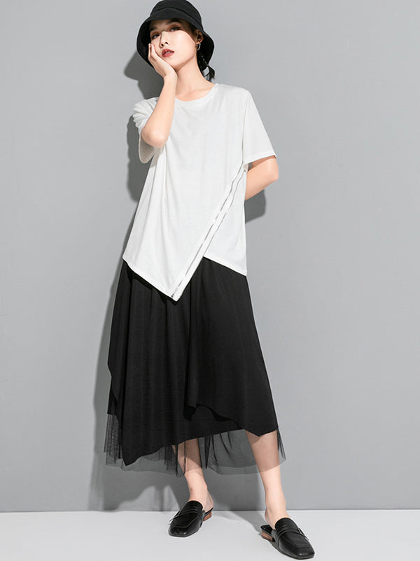 Original Asymmetric Zipper T-Shirts Tops