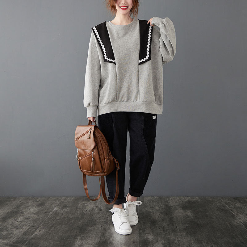 Women Casual Loose Pullover Sweatshirt